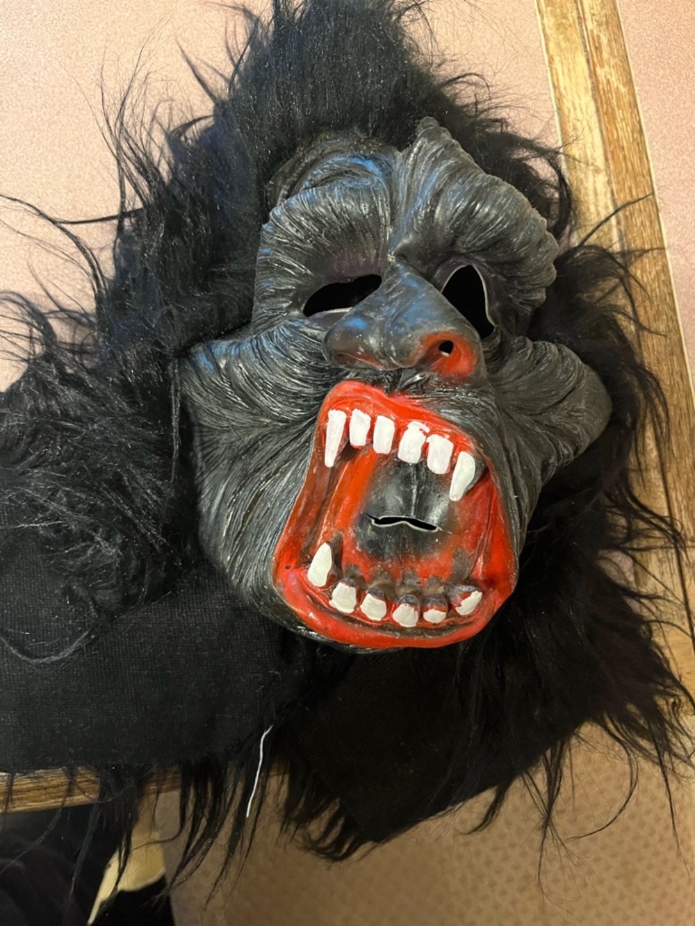 Black Gorilla Mask with Red Mouth